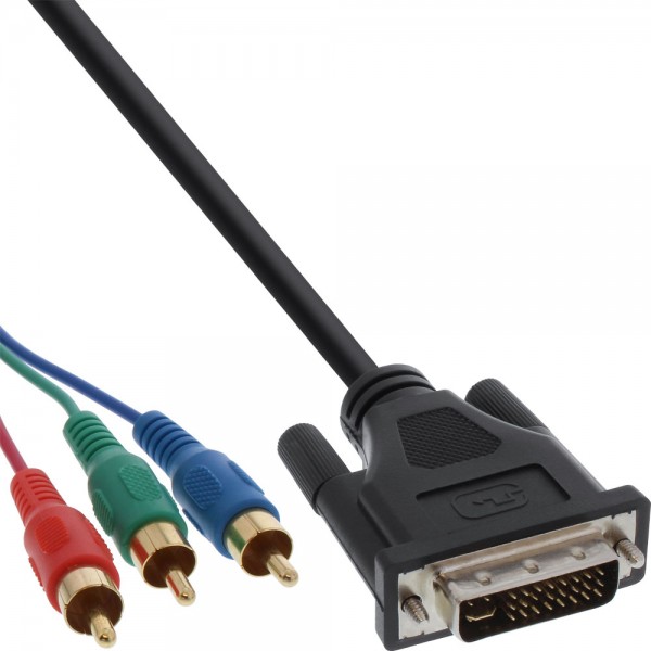 InLine® DVI-I Kabel, 24+5 Stecker 3x Cinch RGB, 1m