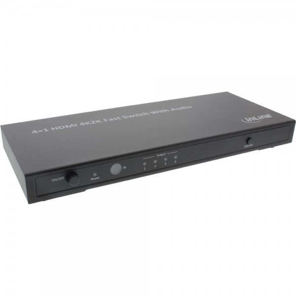 InLine® HDMI Switch/Umschalter, 4-fach, 4Kx2K kompatibel mit Audio out