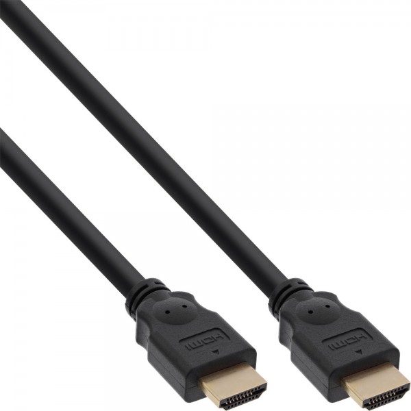 InLine® HDMI Kabel, HDMI-High Speed, Stecker / Stecker, verg. Kontakte, schwarz, 2m