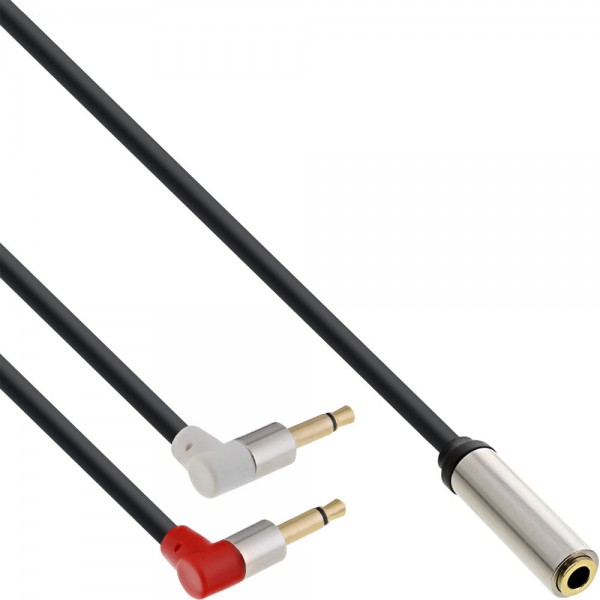 InLine® Slim Audio Kopfhörer Flugzeug-Adapterkabel, 2x 3,5mm Klinke ST an 3,5mm Klinke BU 3pol., 0,1