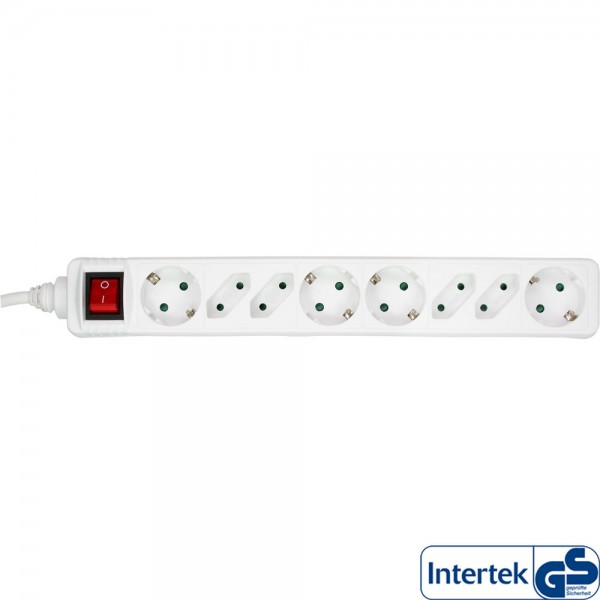 InLine® Steckdosenleiste, 8-fach, 4x Schutzkontakt + 4x Euro, mit Schalter, 1,5m, weiß