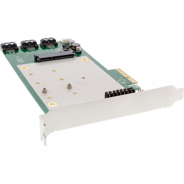 InLine® Schnittstellenkarte, 3x + 1x SATA 6Gb/s, RAID 0,1,10 JBOD, mit 2x M.2 (NGFF), PCIe 2.0 (PCI-