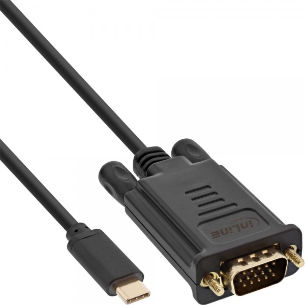 InLine® USB Display Kabel, USB Typ-C Stecker zu VGA Stecker (DP Alt Mode), schwarz, 3m