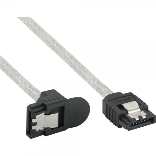 InLine® SATA 6Gb/s Kabel rund, mit Lasche, gewinkelt, 0,5m