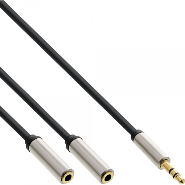 InLine® Slim Audio Y-Kabel Klinke 3,5mm ST an 2x Klinke BU, 1m