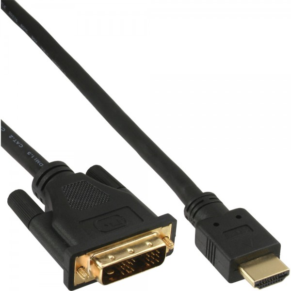 InLine® HDMI-DVI Kabel, vergoldete Kontakte, HDMI Stecker auf DVI 18+1 Stecker, 3m