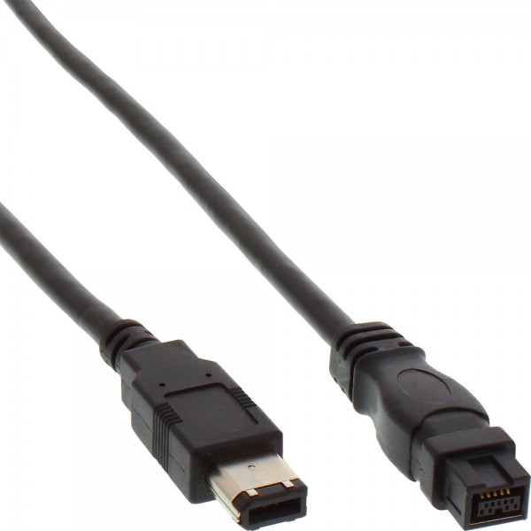 InLine® FireWire Kabel, IEEE1394 6pol Stecker zu 9pol Stecker, schwarz, 1m