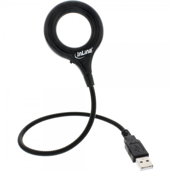 InLine® USB-LED-Leuchte, 18 LEDs, Ein/Aus-Schalter, Lupe