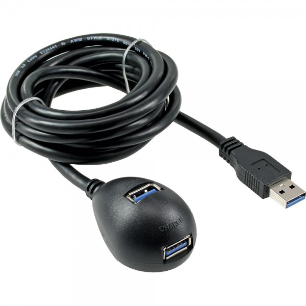 InLine® USB 3.0 Verlängerung, A Stecker / Buchse, schwarz, mit Standfuß, 1m