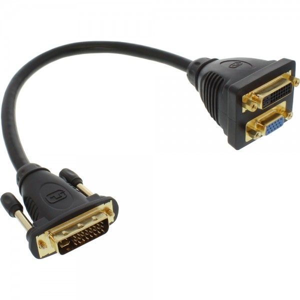 InLine® DVI-I Adapterkabel, DVI-I Stecker auf DVI-I-Buchse + S-VGA Buchse