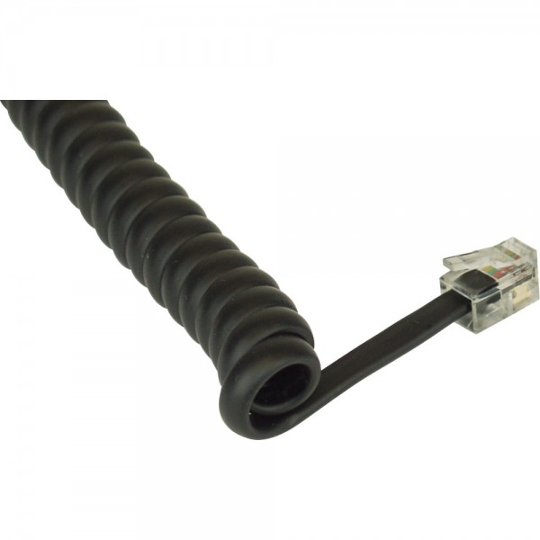 InLine® Spiralkabel, RJ10 Stecker / Stecker, max. 2m schwarz, 1:1 belegt