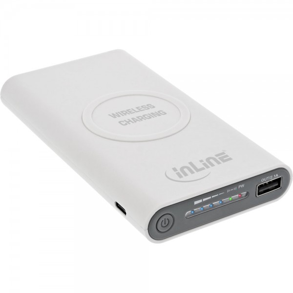 InLine® Qi-Plate Powerbank, 8000mAh, Wireless Charging, induktiv kabellos laden und wiederaufladen,