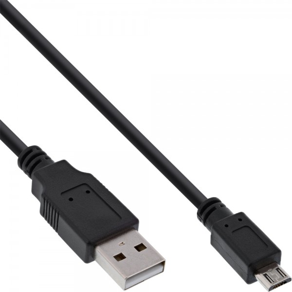 InLine® Micro-USB 2.0 Kabel, USB-A Stecker an Micro-B Stecker, schwarz, 1m