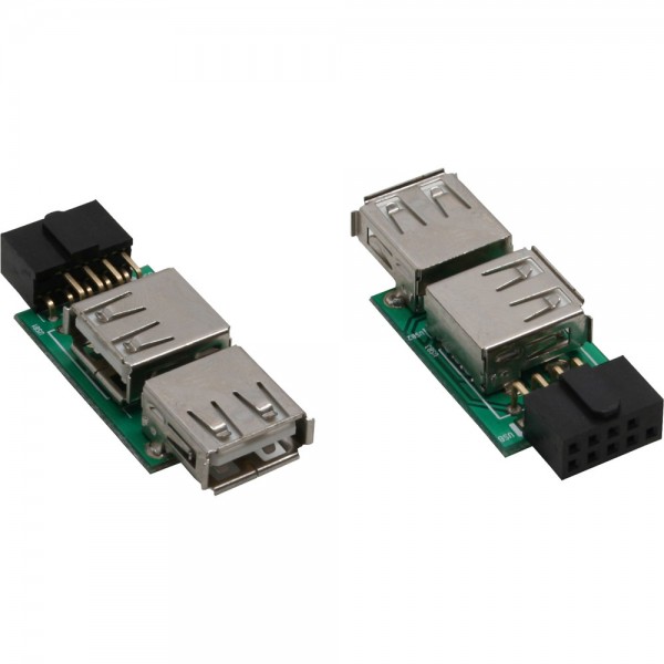InLine® USB 2.0 Adapter, 2x Buchse A auf Pfostenanschluss