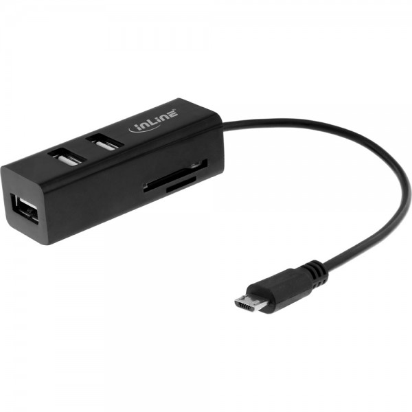 InLine® OTG Card Reader und Hub mit 3 USB 2.0 Ports, für SD und microSD