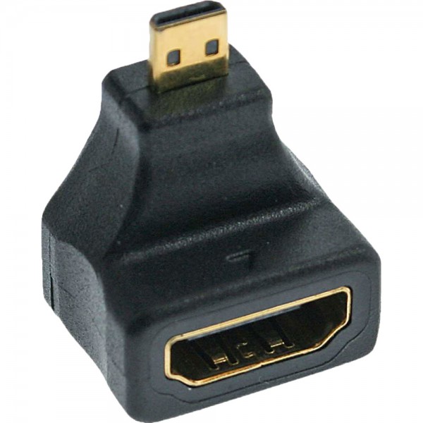 InLine® HDMI Adapter, HDMI A Buchse auf Micro HDMI D Stecker, gewinkelt, 4K2K kompatibel, vergoldete