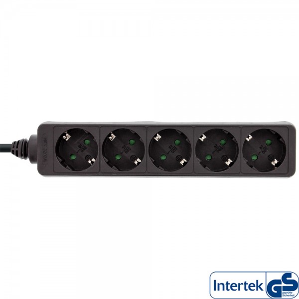 InLine® Steckdosenleiste, 5-fach Schutzkontakt 1,5m, schwarz