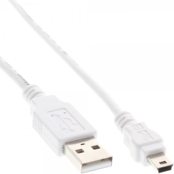InLine® USB 2.0 Mini-Kabel, USB A Stecker an Mini-B Stecker (5pol.), weiß, 5m