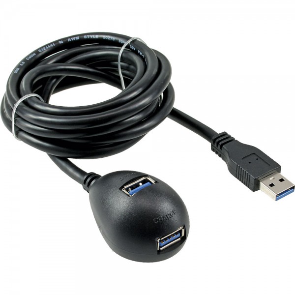 InLine® USB 3.0 Verlängerung, A Stecker / Buchse, schwarz, mit Standfuß, 2m