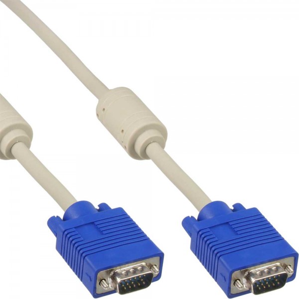 InLine® S-VGA Kabel, 15pol HD Stecker / Stecker, beige, 15m
