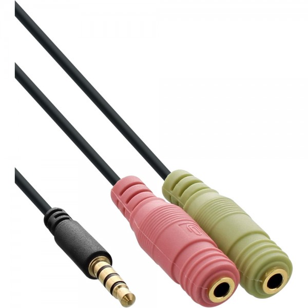 InLine® Audio Headset Adapterkabel, 3,5mm Klinke Stecker 4pol. an 2x 3,5mm Klinke Buchse, 2m