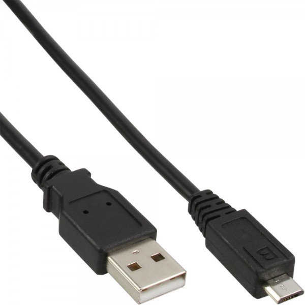 InLine® Micro-USB 2.0 Kabel, USB-A Stecker an Micro-B Stecker, schwarz, 1,5m