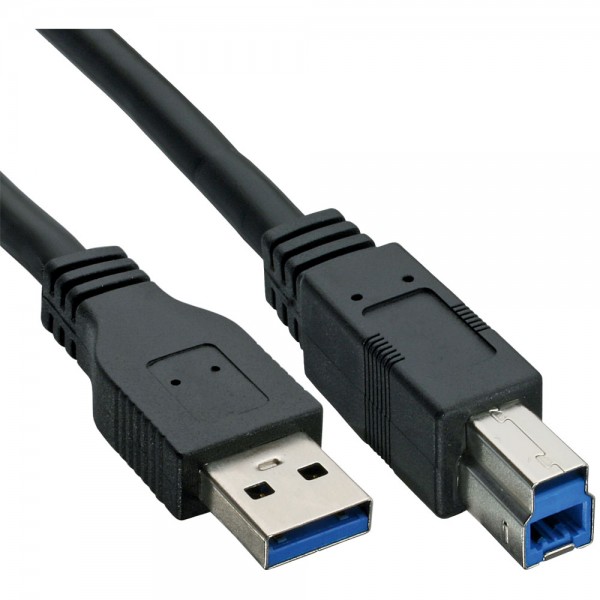 InLine® USB 3.0 Kabel, A an B, schwarz, 5m