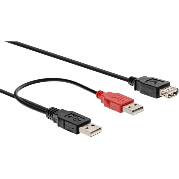 InLine® USB 2.0 Y-Anschlusskabel, 2x Stecker A an Buchse A, 2m