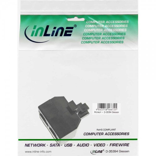 InLine® ISDN Verteiler, 1x RJ45 Stecker an 2x RJ45 Buchse, ohne Endwiderstand