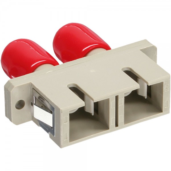 InLine® LWL Kupplung, Duplex ST/SC, multimode, beige, Keramik-Hülse, zum Einbau