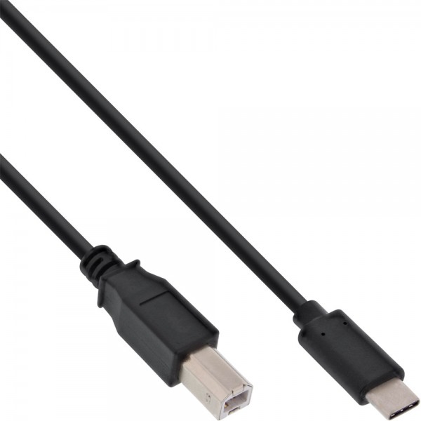 InLine® USB 2.0 Kabel, Typ C Stecker an B Stecker, schwarz, 0,5m