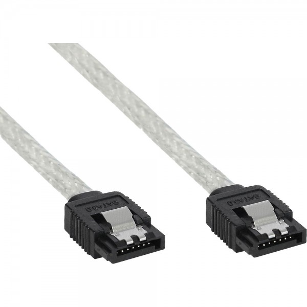 InLine® SATA 6Gb/s Kabel rund, mit Lasche, 0,3m