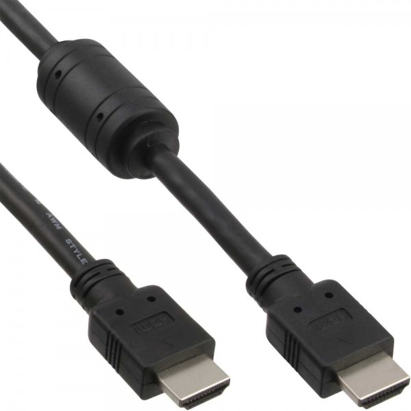 InLine® HDMI Kabel, HDMI-High Speed, Stecker / Stecker, schwarz, mit Ferrit, 1,8m