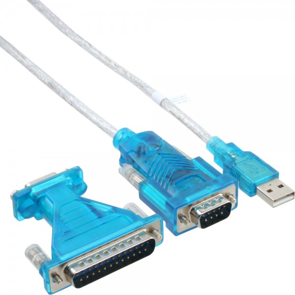 InLine® USB zu Seriell Adapterkabel, USB Stecker A an 9pol Stecker, 1,8m, mit 9-25pol Adapter