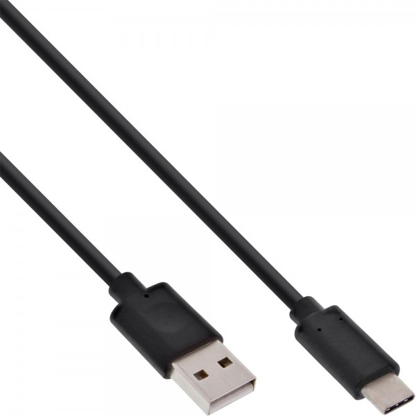 InLine® USB 2.0 Kabel, Typ C Stecker an A Stecker, schwarz, 2m