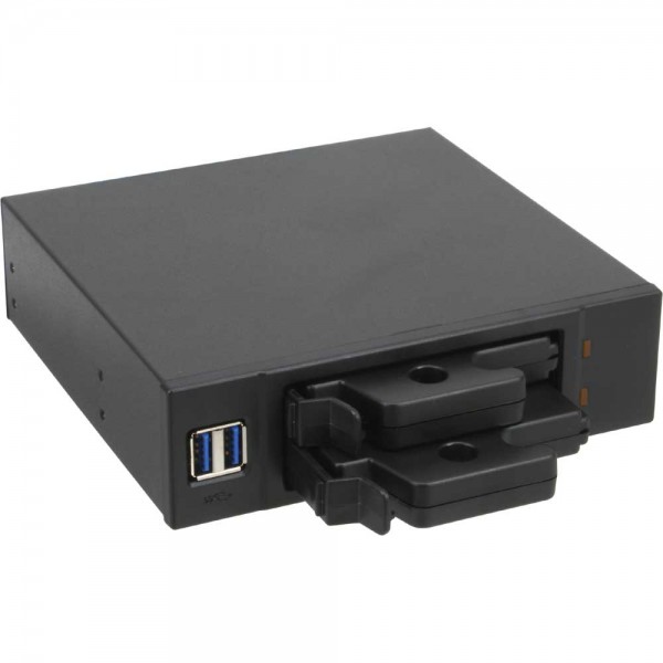 InLine® Frontpanel für den DVD-Schacht, 2-fach 6,3cm/2,5" HDD Slots, 2x USB 3.0, schwarz