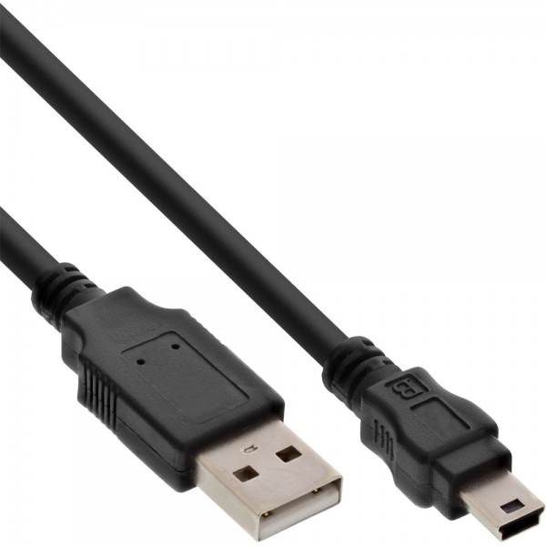 InLine® USB 2.0 Mini-Kabel, USB A Stecker an Mini-B Stecker (5pol.), schwarz, 1m