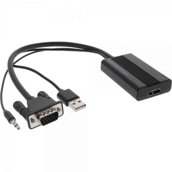 InLine® Konverter VGA+Audio zu HDMI, Eingang VGA und Klinke Audio Stereo, Ausgang HDMI, inkl. USB St