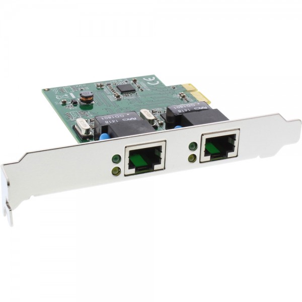 InLine® Dual Gigabit Netzwerkkarte, PCI Express, 2x 1GBit/s, PCIe x1, inkl. low profile Slotblech