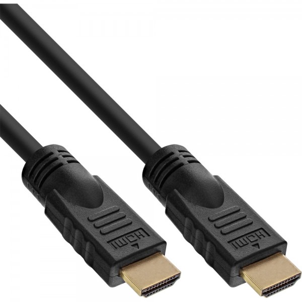 InLine® HDMI Kabel, HDMI-High Speed, Stecker / Stecker, verg. Kontakte, schwarz, 20m