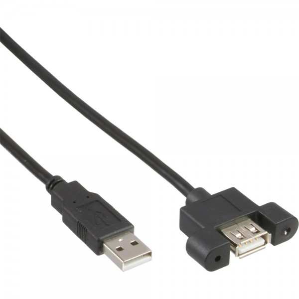 InLine® USB 2.0 Anschlusskabel, Stecker A auf Einbaubuchse A, 0,6m