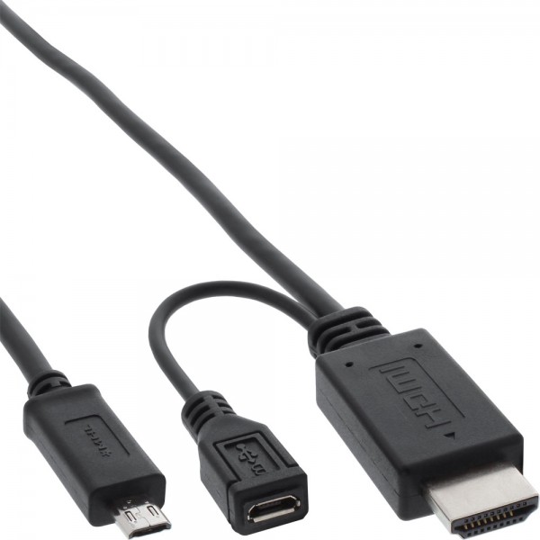 InLine® MHL Micro-USB zu HDMI Adapterkabel, für Samsung Galaxy S3 / Note 2, 1,8m