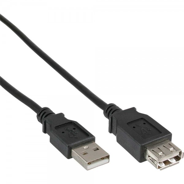 InLine® USB 2.0 Verlängerung, Stecker / Buchse, Typ A, schwarz, 3m