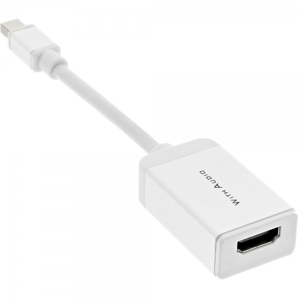 InLine® Mini DisplayPort HDMI Adapter, Mini DisplayPort Stecker auf HDMI Buchse, Alu, weiß, mit Audi
