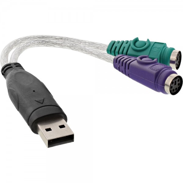 InLine® USB zu PS/2 Konverter, USB Stecker an 2x PS/2 Buchse für Maus und Tastatur