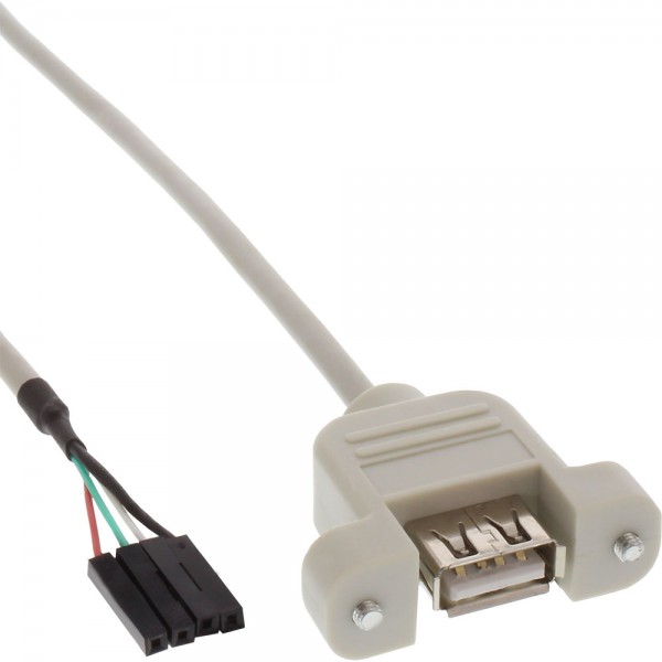 InLine® USB 2.0 Anschlusskabel, Einbaubuchse A auf Pfostenanschluss, 0,6m
