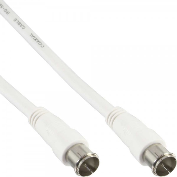InLine® SAT-Anschlusskabel, 2x geschirmt, 2x F-Quick Stecker, >80dB, weiß, 0,5m
