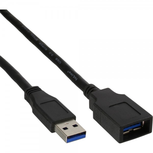 InLine® USB 3.0 Kabel, A Stecker / Buchse, schwarz, 2m