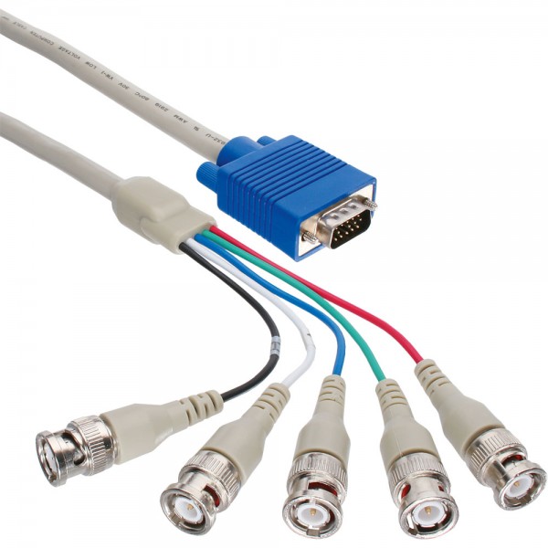 InLine® VGA BNC Kabel, 5x BNC Stecker an 15pol HD Stecker, 1m