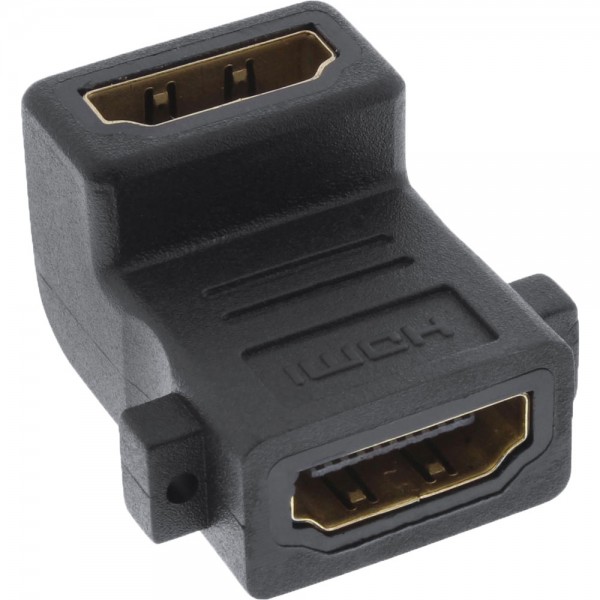 InLine® HDMI Adapter zum Einbau mit Gewinde, HDMI A Buchse/Buchse, gewinkelt, 4K2K kompatibel, vergo